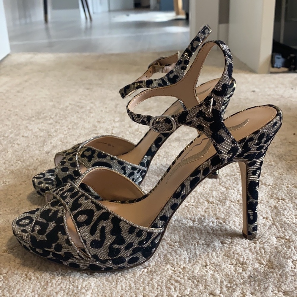 Silver/Black Velvet Heels